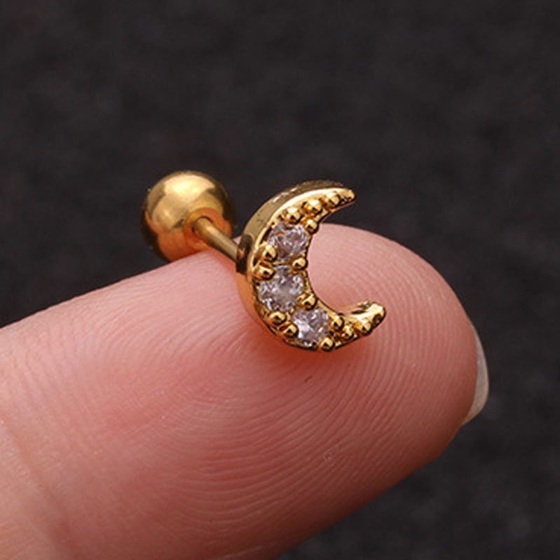 925 Silver Gold Wing Leaf Flower Butterfly Moon Star Stud Earrings Cute Korean Jewelry Huggies Diamond Earring