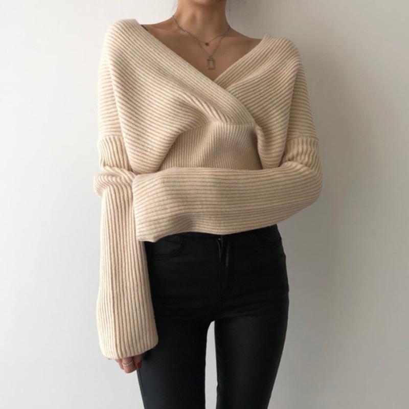 Autumn Casual Knitted Sweater Sexy V-Neck Long Sleeve Pullover Loose Sweaters Women Fashion Party Clothing, Beige
Autumn Casual Knitted Sweater Sexy V-Neck Long Sleeve Pullover Loose Sweaters Women Fashion Party Clothing, Beige