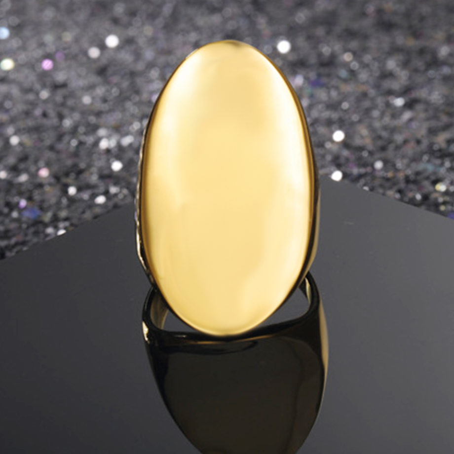 Gold Large Rings for Women Party Jewelry Big Oval Cocktail Ring 316L Titanium Stainless Steel Anillos Mujer