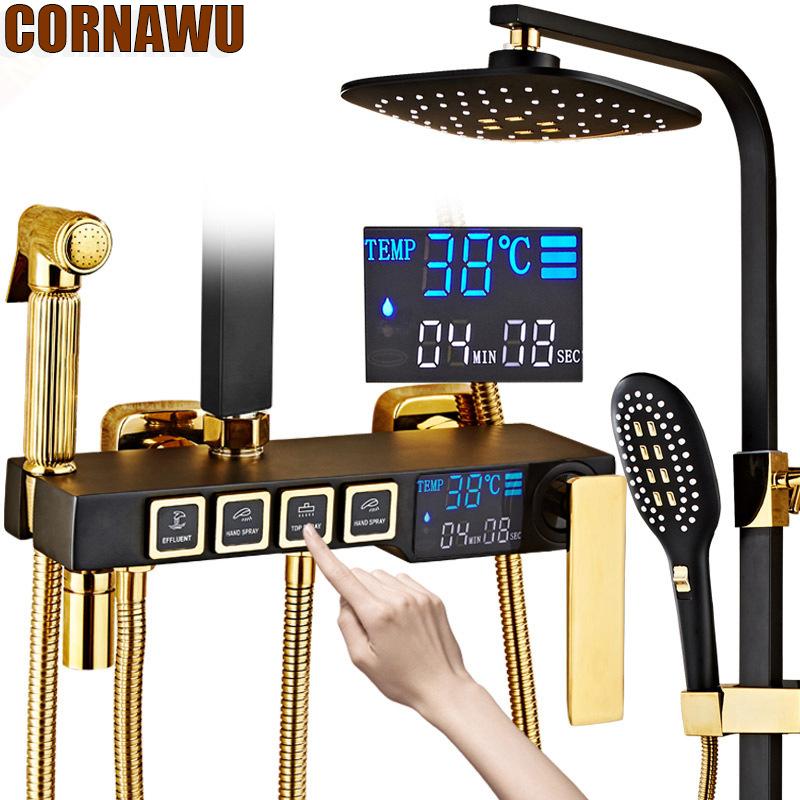 Bathroom Shower Sets Thermostatic Faucet Set Cold Mixer Digital System Wall Mount SPA Rainfall Bath Grifo Bathtub Square Head Tap
Bathroom Shower Sets Thermostatic Faucet Set Cold Mixer Digital System Wall Mount SPA Rainfall Bath Grifo Bathtub Square Head Tap