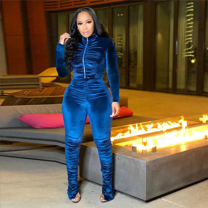 Fall winter Women solid color tracksuits jogger suit long sleeve outfits jacket+stack leggings two piece set plus size-2X sweatsuits 4338