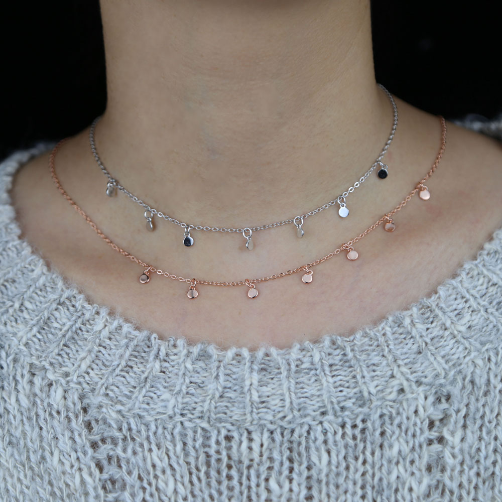 New arrived women lady short choker necklace with multi high polish round shape charm paved wedding necklace jewelry drop ship