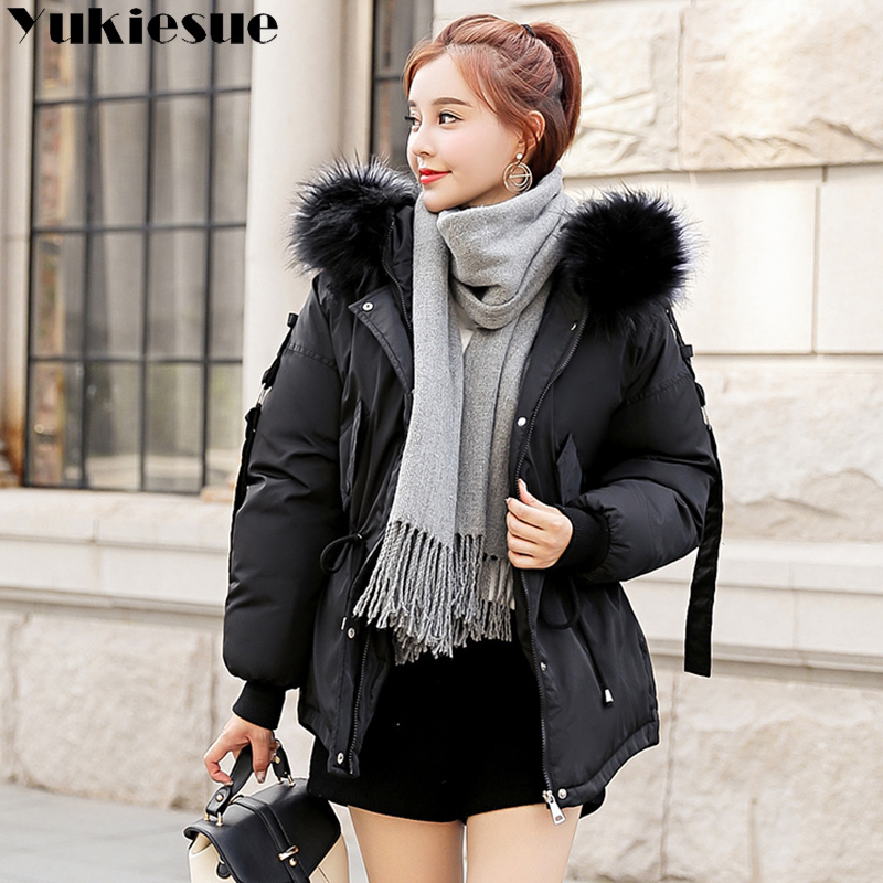 winter jacket women parka winter warm plus thick Big faux fur collar hooded coat female Plus size XXXL Women's down jacket 201019