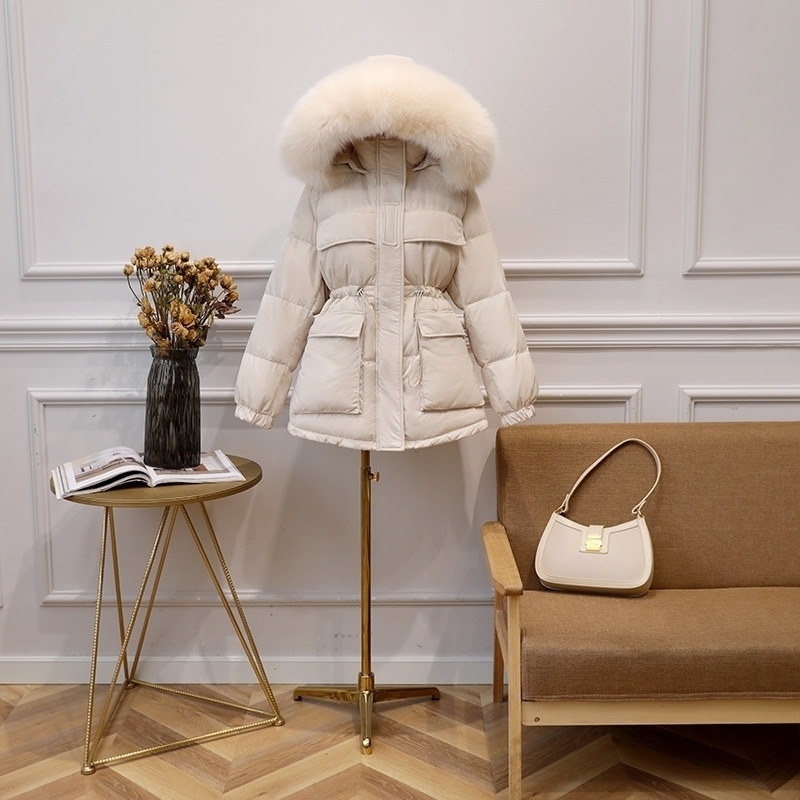 Fitaylor Winter White Duck Down Jacket Women Large Real Fur Collar Hooded Parkas Short Design Slim Warm Overcoat 200923, Khaki fur
Fitaylor Winter White Duck Down Jacket Women Large Real Fur Collar Hooded Parkas Short Design Slim Warm Overcoat 200923, Khaki fur