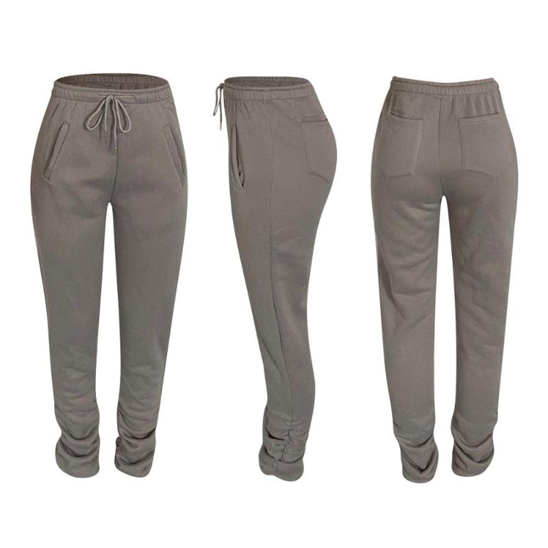 Women's Pants & Capris Grey Thick Stacked Sweatpants Street Style Leggings Joggers Women Flare Sweat Winter Warm Trousers