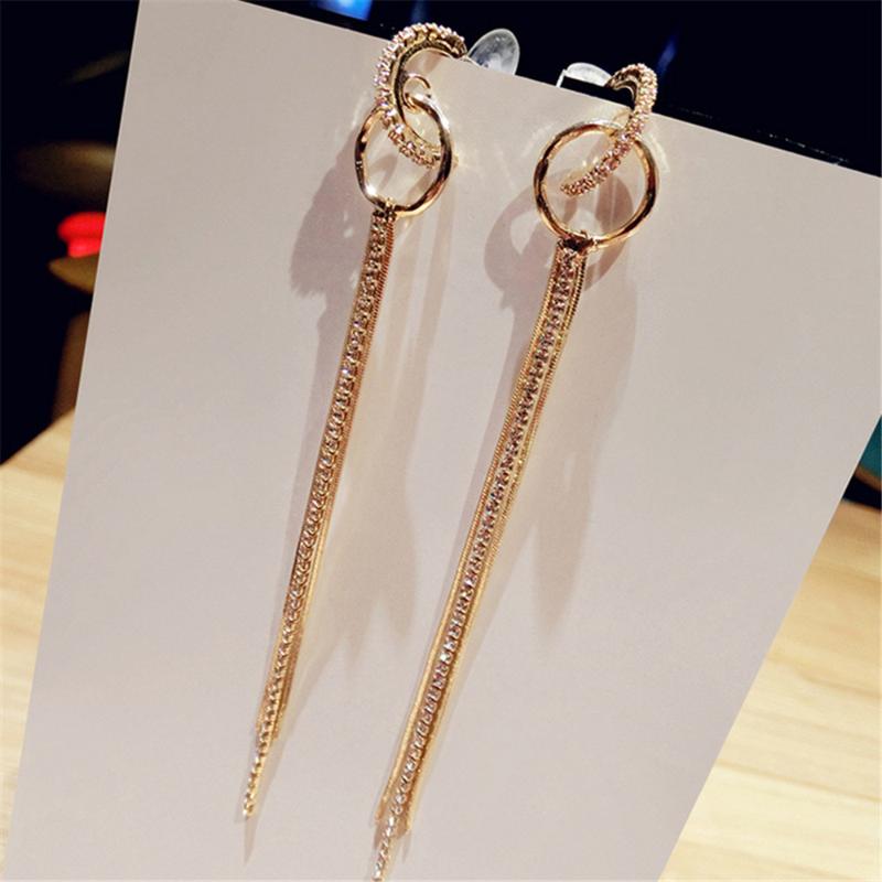 Fashion Long Alloy Rhinestone Hoop Earrings Gold Color Tassel Earrings Small Circles for Women Wedding Jewelry
Fashion Long Alloy Rhinestone Hoop Earrings Gold Color Tassel Earrings Small Circles for Women Wedding Jewelry