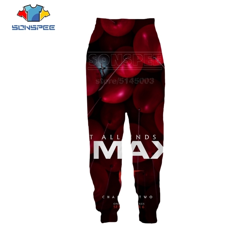 It Chapter Two Pants Men Women 3D Print Horror Movie Pennywise Hip Hop Streetwear Sports Fitness Fashion Elastic Trousers C063 201128