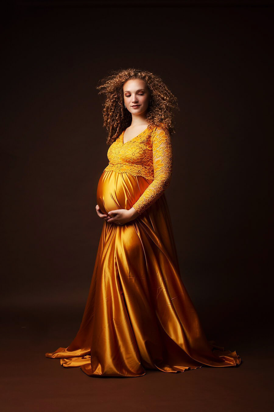 Cheap Gold Lace Ladies Robes Nightgowns Photoshoot Women Sleepwear Bathrobe Satin Appliques Custom Made Prom Party Dress