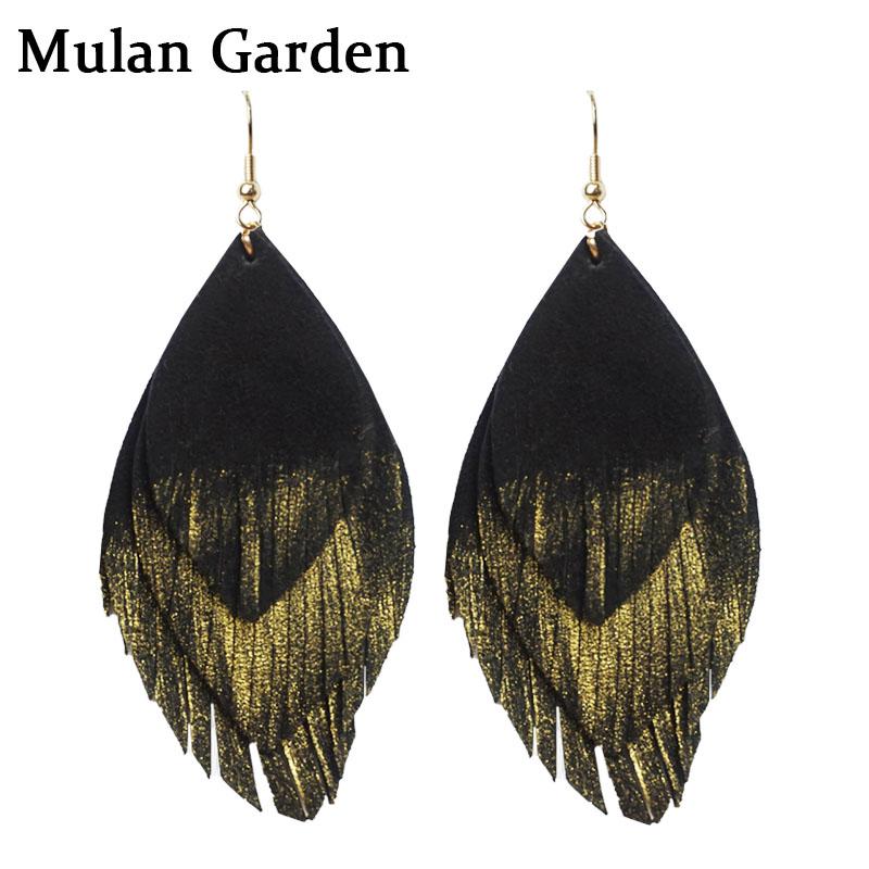 M&G Three Layers Gold Tassel Genuine Goat Leather Earrings Women Nature Fashion Feather Elegant Dangle Earrings Jewelry Leather
M&G Three Layers Gold Tassel Genuine Goat Leather Earrings Women Nature Fashion Feather Elegant Dangle Earrings Jewelry Leather