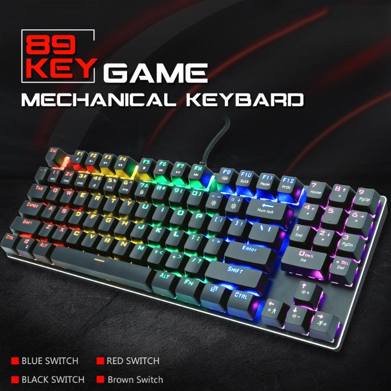 Wired Mechanical Keyboard 89 keys RGB Backlight Gaming Keyboards for PC Laptop Gamer Russian/English Version Black Red Switch
Wired Mechanical Keyboard 89 keys RGB Backlight Gaming Keyboards for PC Laptop Gamer Russian/English Version Black Red Switch