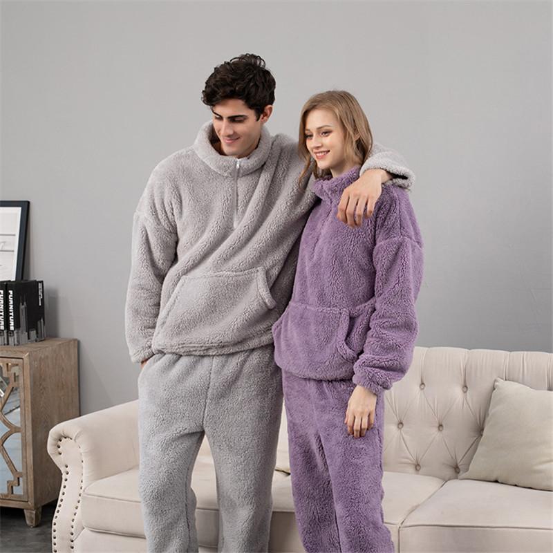 Men's Winter Pure Color Pajamas Set Women Autumn Sleepwear Suit Soft Warm Flannel Homewear Lovers Casual Homecloth, Women-wine red
Men's Winter Pure Color Pajamas Set Women Autumn Sleepwear Suit Soft Warm Flannel Homewear Lovers Casual Homecloth, Women-wine red