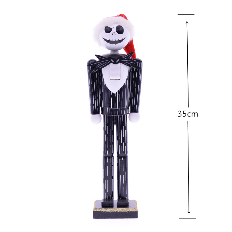 MYBLUE 35cm Vintage Wooden Skull Statue Nutcracker Sculpture Figurine Christmas Doll Ornaments Home Room Decoration Accessories LJ200903