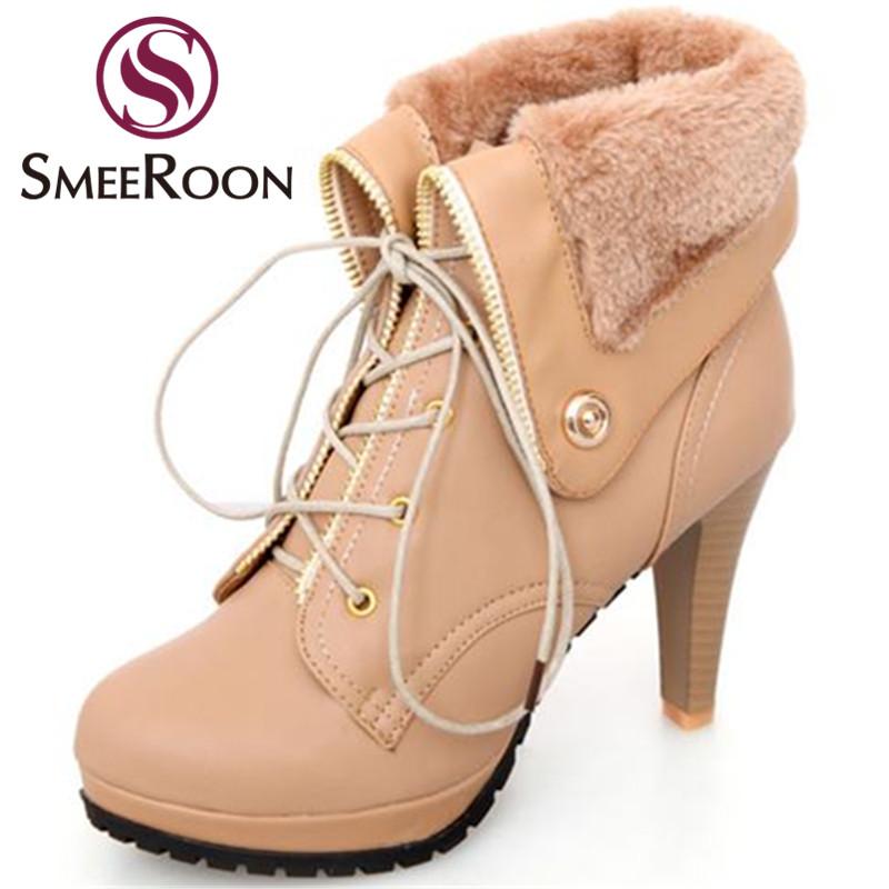 Smeeroon fashion women ankle boots office winter boots high heels round toe ladies platform women's shoes large size, Black
Smeeroon fashion women ankle boots office winter boots high heels round toe ladies platform women's shoes large size, Black