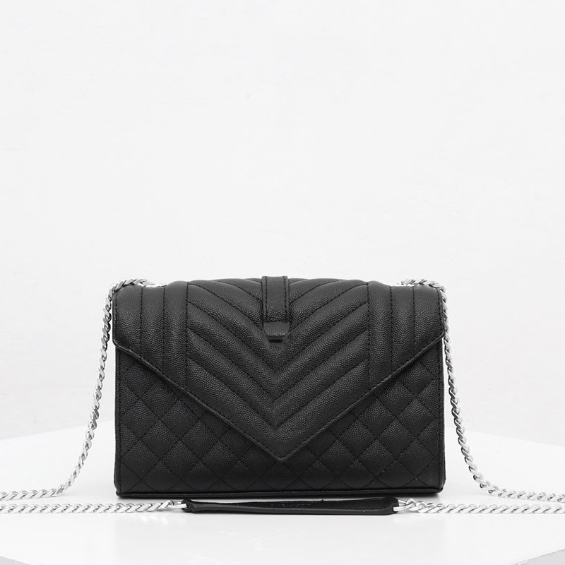 Classic Chain Crossbody Bag Ladies Shoulder Purse Small Grain Embossed Quilted Leather Envelope Bag Lingge Caviar Pattern Handbag, Black
Classic Chain Crossbody Bag Ladies Shoulder Purse Small Grain Embossed Quilted Leather Envelope Bag Lingge Caviar Pattern Handbag, Black