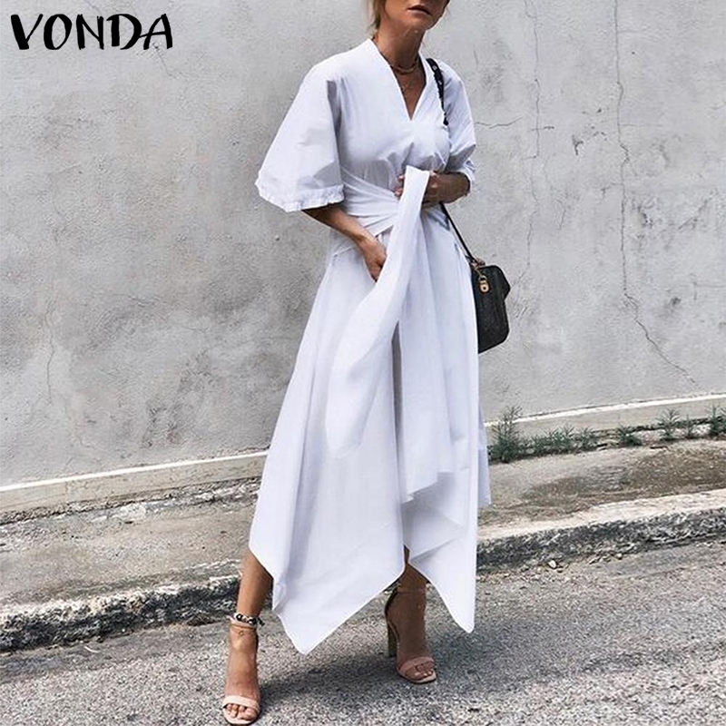 VONDA Summer Dress Vintage Long Maxi Dress Women Short Sleeve Sexy V Neck Asymmetrical High Waist Party Vestidos Plus Size Y200101, Grey
VONDA Summer Dress Vintage Long Maxi Dress Women Short Sleeve Sexy V Neck Asymmetrical High Waist Party Vestidos Plus Size Y200101, Grey