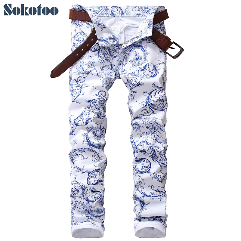 Sokotoo Men's Fashion Blue and White Porcelain Pattern Print Jeans Slim Stretch Denim Pencil Pants Long Trousers
Sokotoo Men's Fashion Blue and White Porcelain Pattern Print Jeans Slim Stretch Denim Pencil Pants Long Trousers