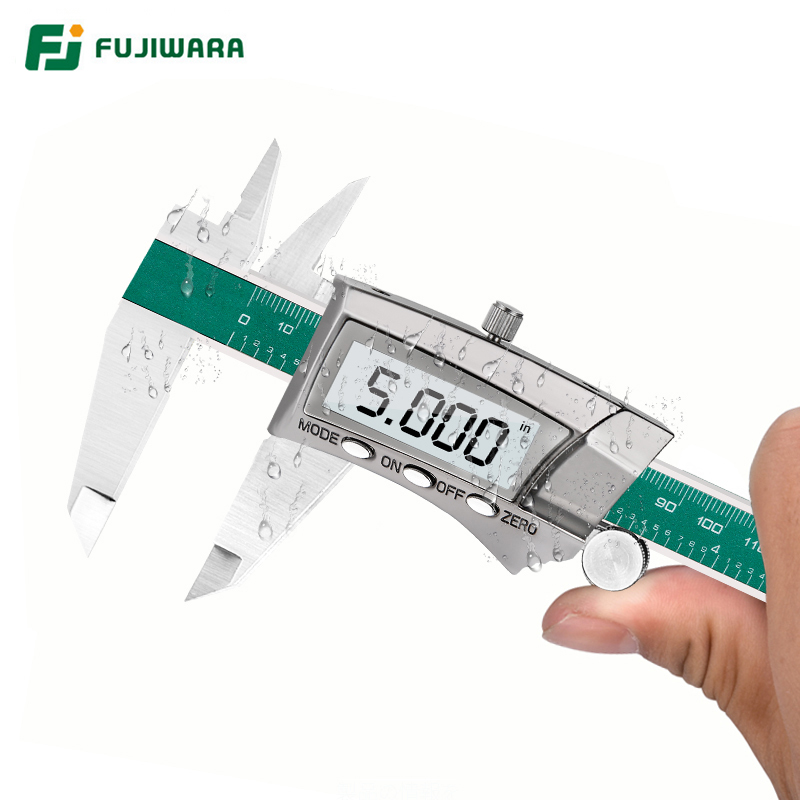 FUJIWARA 0-150mm Digital Display Stainless Steel Caliper 1/64 Fraction/MM/Inch LCD Electronic Vernier Caliper T200602