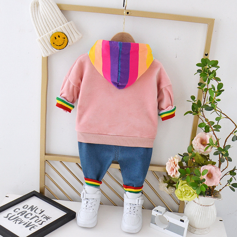 Autumn Winter New Baby Clothes Children Boy Girl Plus Velvet Tthick Cotton Hoodies Pants 2Pcs Set Toddler Kid Casual ClothingX1019