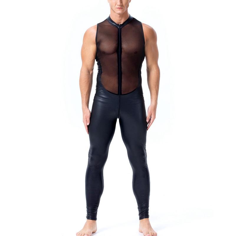 Men Hot wetlook Faux Leather Mesh lingerie bodysuit erotic Open Crotch pvc Catsuit Zipper Latex Catsuit Fetish Wear Sexy Costume, Black
Men Hot wetlook Faux Leather Mesh lingerie bodysuit erotic Open Crotch pvc Catsuit Zipper Latex Catsuit Fetish Wear Sexy Costume, Black