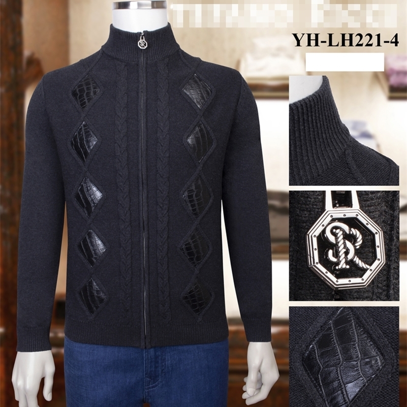 Billionaire sweater Cowhide Cardigan men's winter New fashion Casual embroidery British zipper big size M-4XL free shipping Y201006