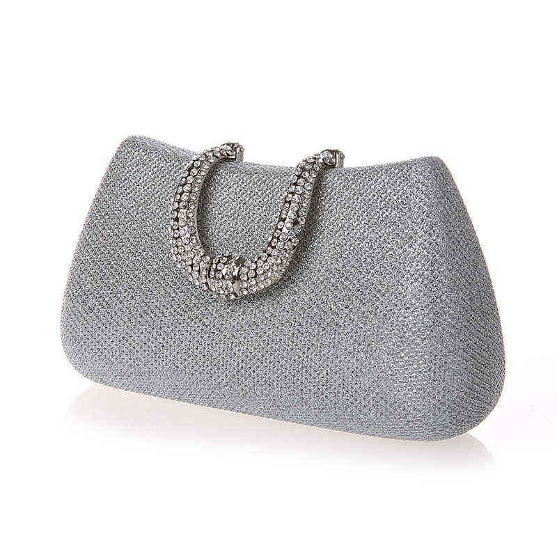 NXY Evening Bags Luxy Moon women crystal U Diamond clasp clutch bags glitter silver evening gold party purse woman handbag 220210
