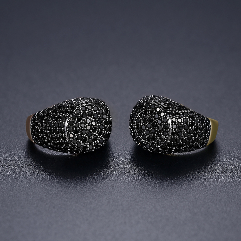 Men's Hip Hop Vintage Adjustable Rings Gold Plated Shining Black Cubic Zircon Finger Ring Jewelry Gift