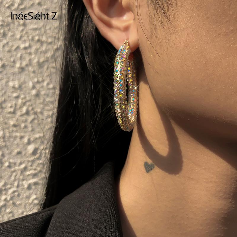 IngeSight.Z Stylish Shiny Rainbow Rhinestone Big Hoop Earrings for Women Bling Crystal Basketball Loop Earrings Jewelry Brincos
IngeSight.Z Stylish Shiny Rainbow Rhinestone Big Hoop Earrings for Women Bling Crystal Basketball Loop Earrings Jewelry Brincos