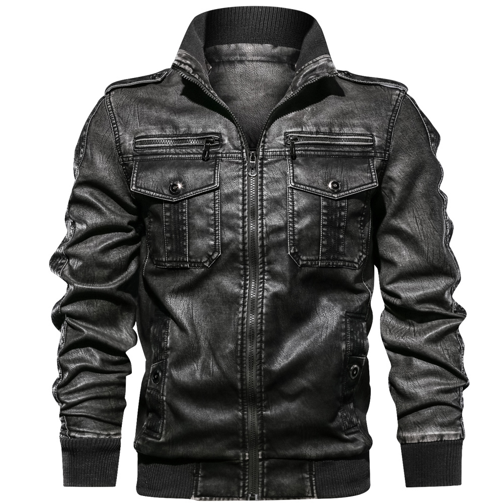 Men PU Jacket Fitness Leather Jackets European size Dropshipping T200107