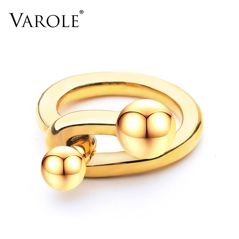 VAROLE Punk Simple Line & Double Ball Rings For Women Gold Color Ring 2021 Fashion Jewelry Chic Gift
VAROLE Punk Simple Line & Double Ball Rings For Women Gold Color Ring 2021 Fashion Jewelry Chic Gift