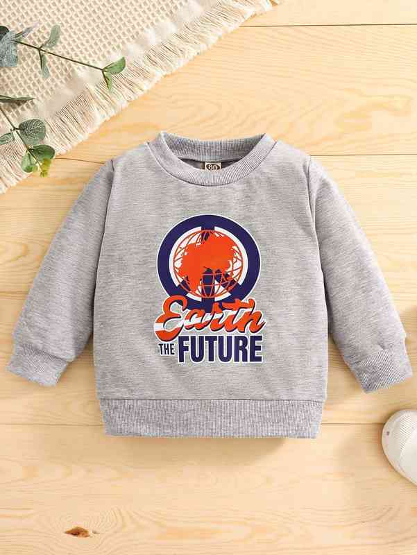 Baby Earth & Letter Graphic Sweatshirt SHE