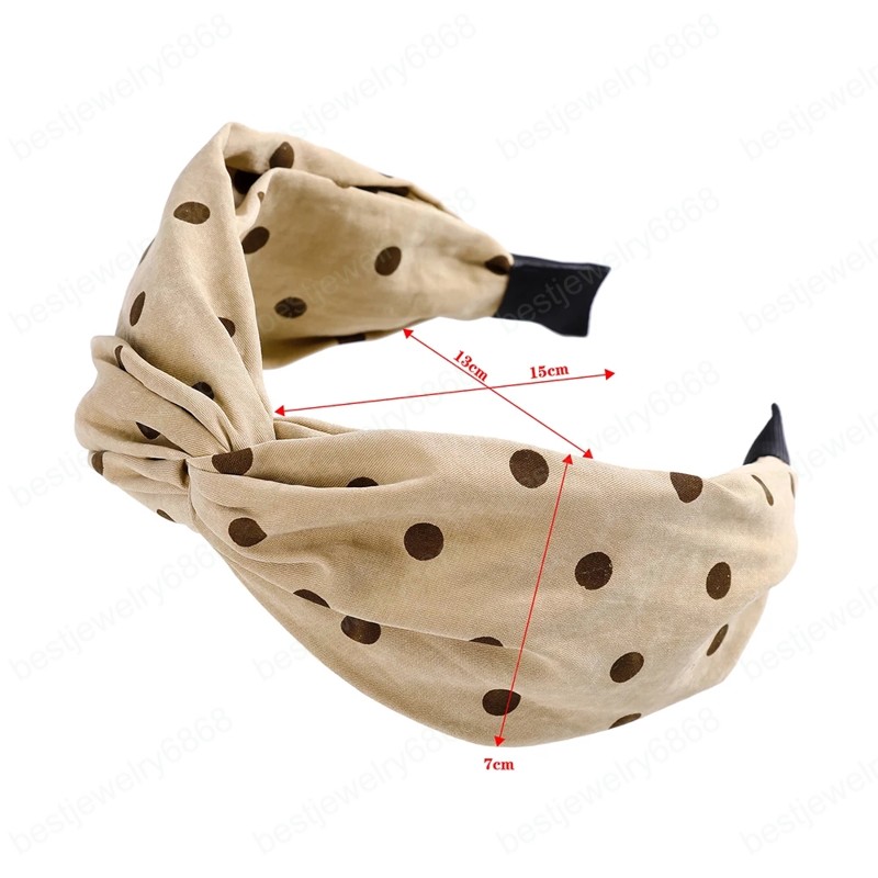 Fashion Cross Polka Dot Headband Eegant Women Hairband Bezel Turban Wide Size Girls Headwear Hair Accessories Hair Hoop