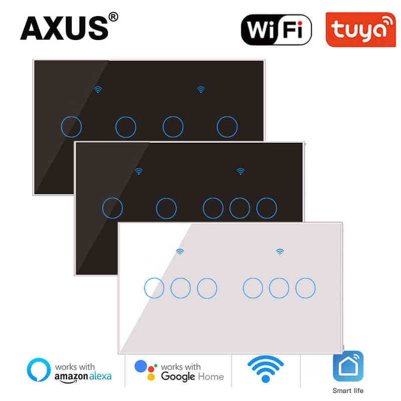 5PC AXUS Smart Light Touch Switch Glass Panel EU Standard 4/5/6 Gang Tuya WiFi Wall Switch Support Google Home Alexa Voice Control W220314
5PC AXUS Smart Light Touch Switch Glass Panel EU Standard 4/5/6 Gang Tuya WiFi Wall Switch Support Google Home Alexa Voice Control W220314