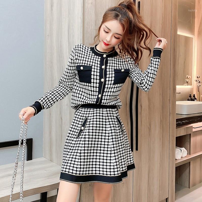 2020 New Arrival Vintage Autumn Elegant Temperament Plaid Knitted Cardigan + High waist A-line Mini Skirt Two-piece Set Female1, Photo color
2020 New Arrival Vintage Autumn Elegant Temperament Plaid Knitted Cardigan + High waist A-line Mini Skirt Two-piece Set Female1, Photo color