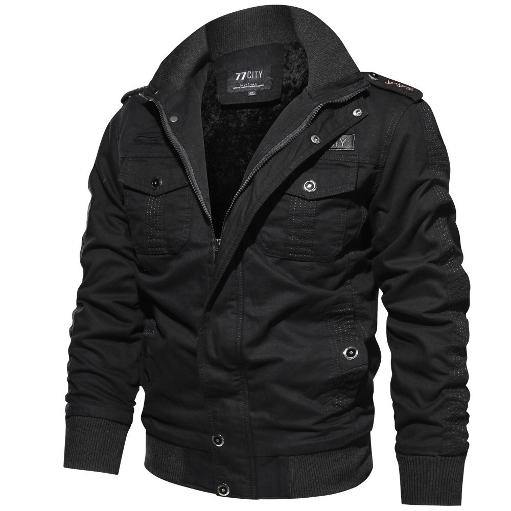 ZOGAA Mens Fur Lined Warm Outdoor Pilot Military Jackets Coats Air Force Army Coats Cotton Moto Streetwear Men Bomber Jacket 201127