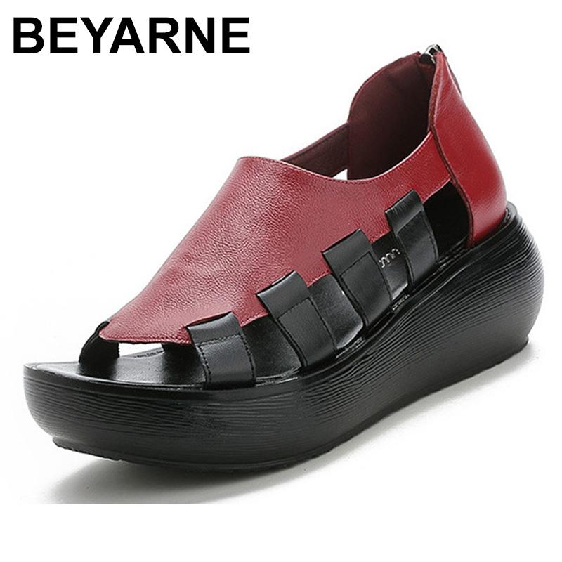 BEYARNE 2021 Summer Thick Bottom High Platform Flat Sandals For Women Genuine Cow Leather Fashion Wedges Peep Toe Women Sandals, Red
BEYARNE 2021 Summer Thick Bottom High Platform Flat Sandals For Women Genuine Cow Leather Fashion Wedges Peep Toe Women Sandals, Red
