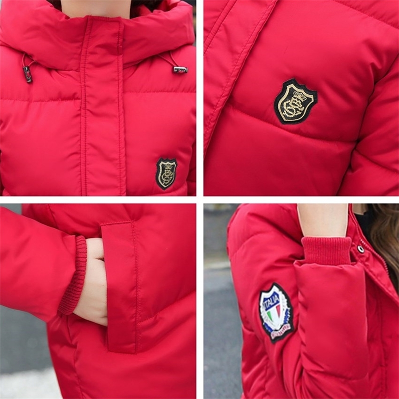 High Quality Causal Ladies Coat Women Winter Long Hooded Coat Warm Thicken Womens Winter Jacket Solid Padded Female Down Parka 200928