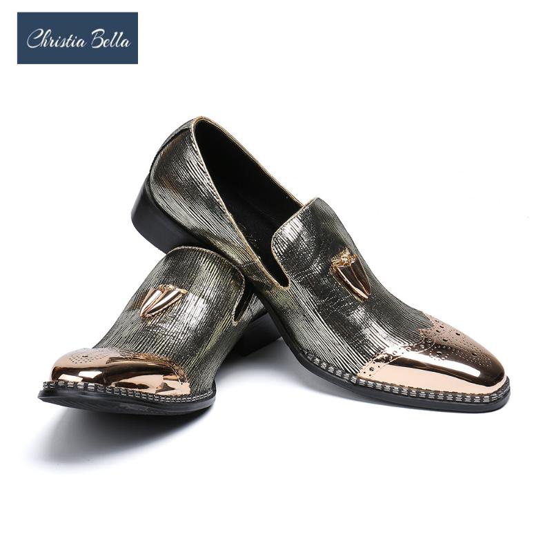 Christia Bella Men Fashion Leather Slippers Male Party Wedding Dress Shoes Men's Flats New Gold Toe Handmade Loafers
Christia Bella Men Fashion Leather Slippers Male Party Wedding Dress Shoes Men's Flats New Gold Toe Handmade Loafers