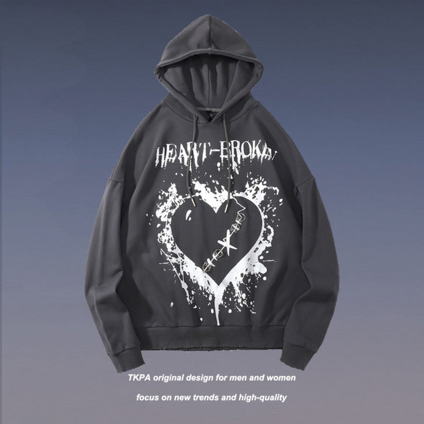 Tkpa Gothic dark wind burning love graffiti printed Hoodie net red tide brand loose couple top, Black
Tkpa Gothic dark wind burning love graffiti printed Hoodie net red tide brand loose couple top, Black