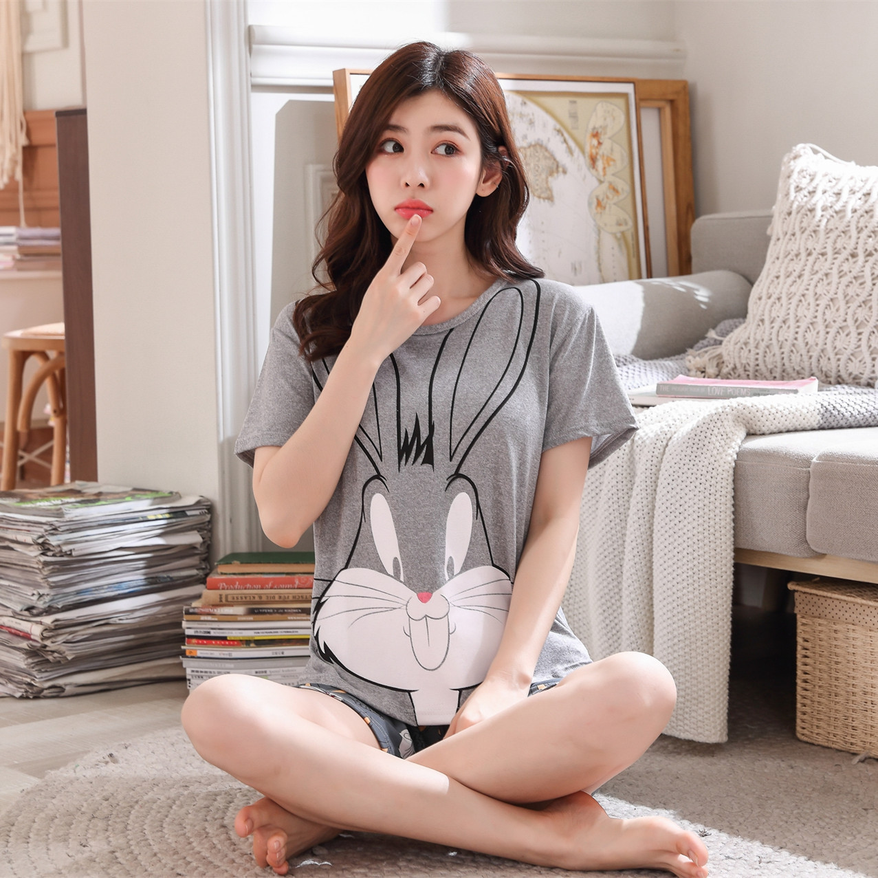 Womens Pyjamas Sets Clothing Short Sleeve Top + Shorts 2 Pcs Pj Set Female Pajamas Sets NightSuit Sleepwear Sets Women Home Wear 210203
