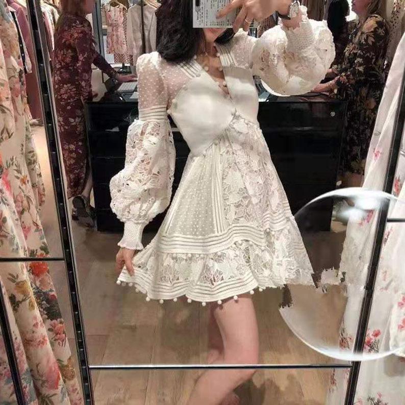 Casual Dresses 2022 Autumn And Winter Long Sleeves V-neck Hollow Lace Midi Dress For Women Above Knee, Mini Out Lantern Sleeve, White
Casual Dresses 2022 Autumn And Winter Long Sleeves V-neck Hollow Lace Midi Dress For Women Above Knee, Mini Out Lantern Sleeve, White