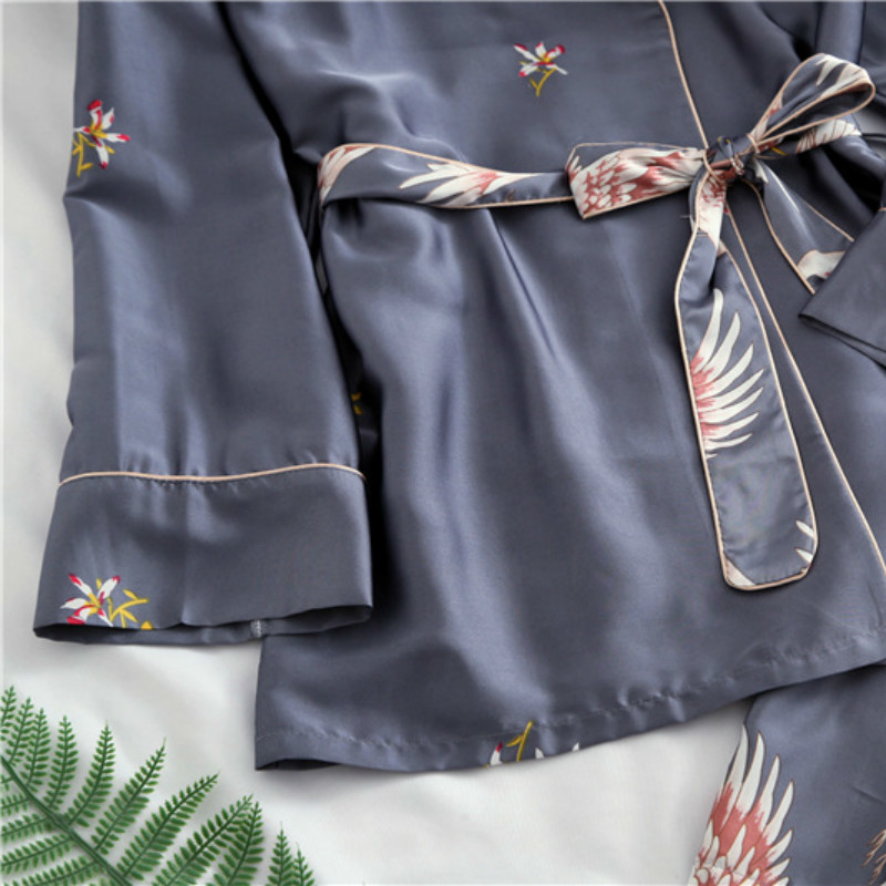 Women Pajamas Sets Satin Nightwear Robe Pijamas Women Sexy Silk Ladies Pyjamas Long Sleeve Sleepwear Autumn Nightwear Femme 201027