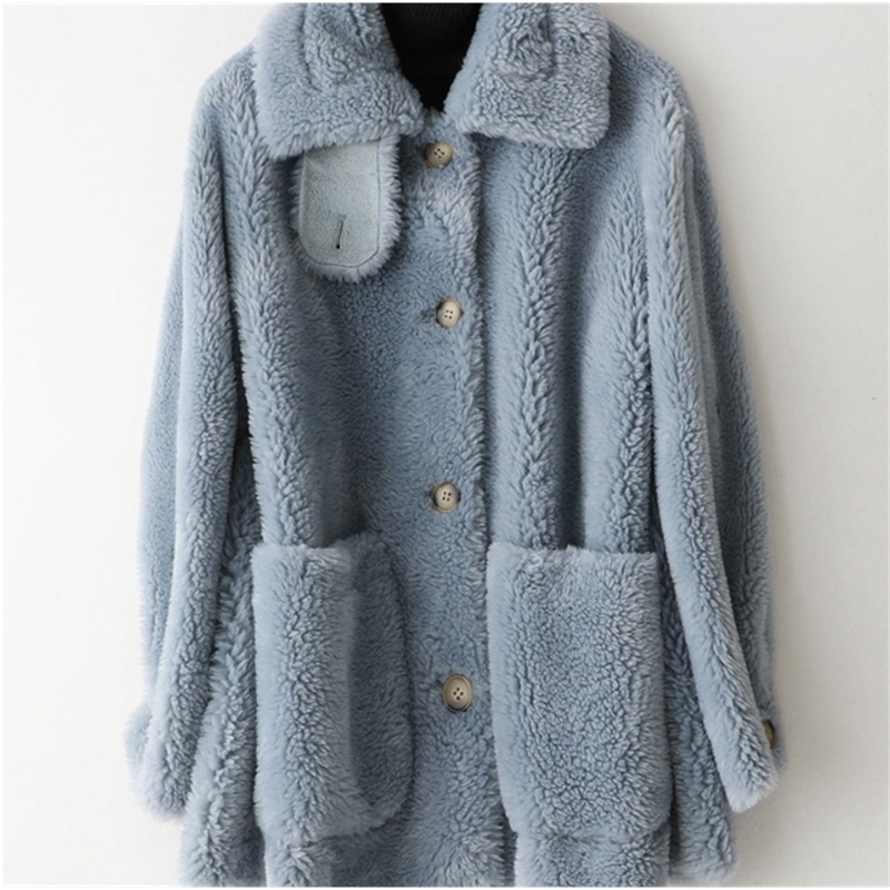 Rabbit Fur Coat Women's Long Rabbit Fur Sleeves Vintage Style Leather Fur Outwear