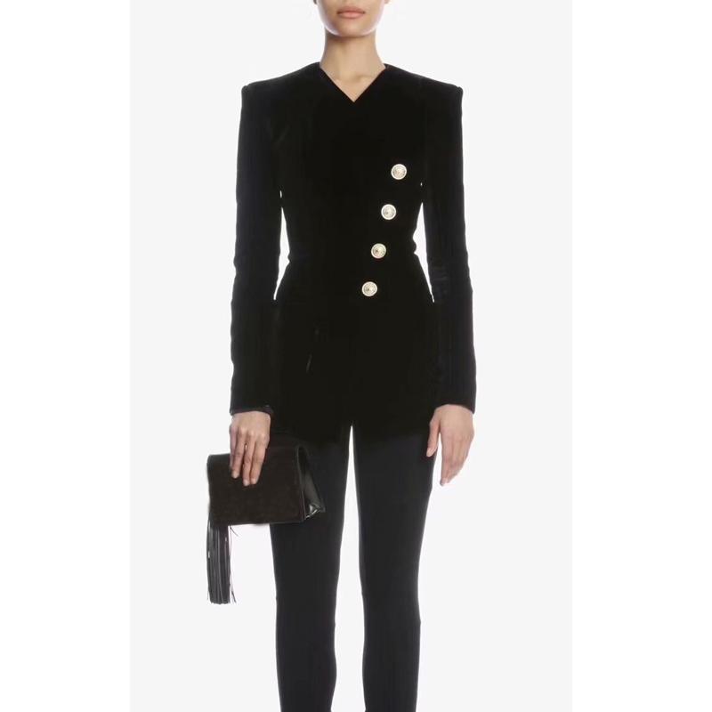 11.6 2020 Autumn Winter New V-neck Single breasted slim collect waist velvet black blazer coat women
11.6 2020 Autumn Winter New V-neck Single breasted slim collect waist velvet black blazer coat women