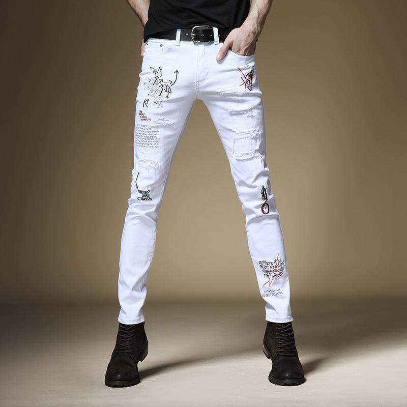 Men Embroidery Printed White Jeans Straight Slim Fit Pants Fashion Streetwear Cotton Stretch Denim Trousers, Black
Men Embroidery Printed White Jeans Straight Slim Fit Pants Fashion Streetwear Cotton Stretch Denim Trousers, Black