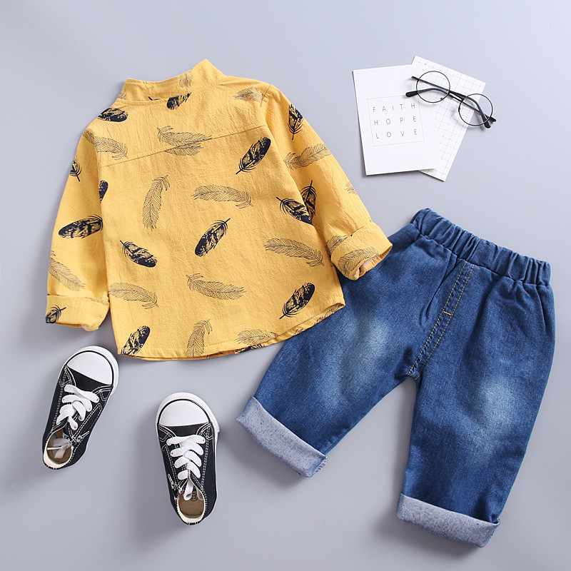 Spring Autumn New Children Sports Clothes Baby Boy Girl Casual T-Shirt Jeans Pants Toddler Fashion Clothing Kids Tracksuits Y1107