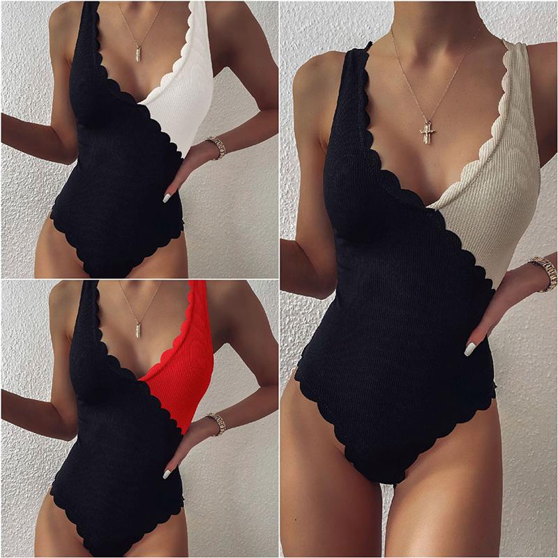 Women's Swimwear 2022 Solid Ribbed One-piece Swimsuit Petal Edge Women Mujer Bather Splicing Bathing Suit Swim Sexy Bikini, White;black
Women's Swimwear 2022 Solid Ribbed One-piece Swimsuit Petal Edge Women Mujer Bather Splicing Bathing Suit Swim Sexy Bikini, White;black