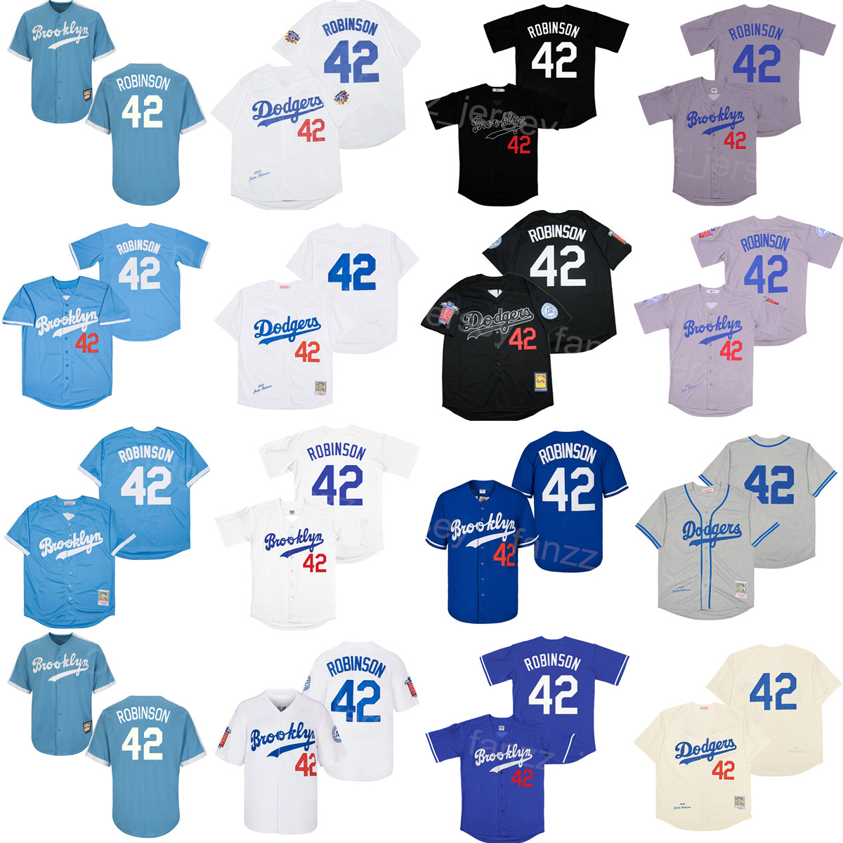 1955 Retro Baseball 42 Jackie Robinson Jersey Vintage Cool Base Team Color Blue White Grey Black All Stitched For Sport Fans Retire Cooperstown Excellent Quality
1955 Retro Baseball 42 Jackie Robinson Jersey Vintage Cool Base Team Color Blue White Grey Black All Stitched For Sport Fans Retire Cooperstown Excellent Quality