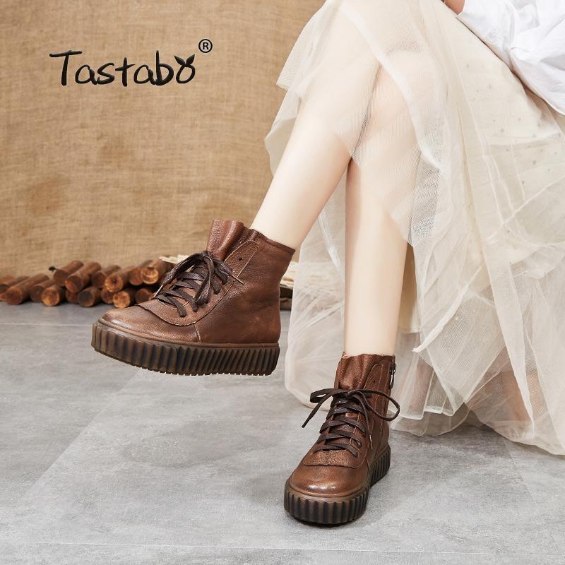 Tastabo Genuine Leather Women's nude boots Retro style platform Comfortable Women's boots S66308 Khaki gray Joker1
Tastabo Genuine Leather Women's nude boots Retro style platform Comfortable Women's boots S66308 Khaki gray Joker1