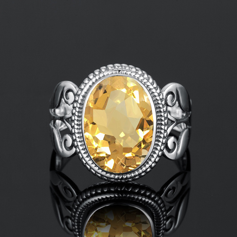 Redwood Yellow Citrine Rings For Women Boho 925 sterling silver Ring Gemstone Handmade Wedding Engagement Jewelry Send A GIft