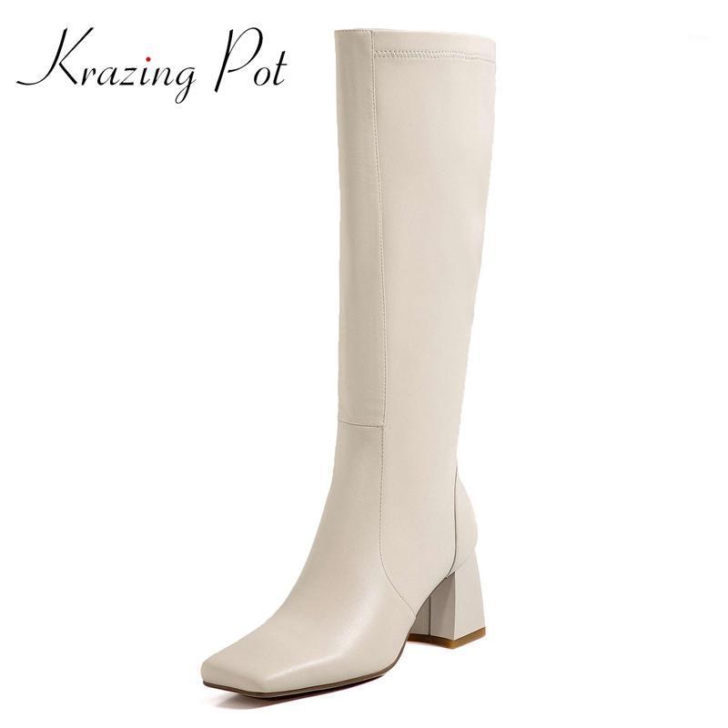 krazing pot genuine leather square toe high heel winter shoes keep warm young lady daily wear fashion cozy knee-high boots L351, Black
krazing pot genuine leather square toe high heel winter shoes keep warm young lady daily wear fashion cozy knee-high boots L351, Black
